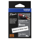Ruban flexible Brother TZe-FX211 / TZEFX211, noir sur blanc, 6 mm x 8 m