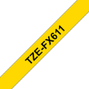 Ruban flexible Brother TZe-FX611 / TZEFX611, noir sur jaune, 6 mm x 8 m