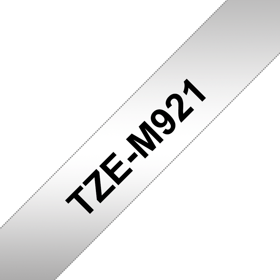 Brother TZe-M921 / TZEM921 matte laminated tape, black on matte silver, 9 mm x 8 m