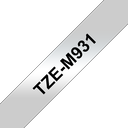 Brother TZe-M931 / TZEM931 matte laminated tape, black on matte silver, 12 mm x 8 m