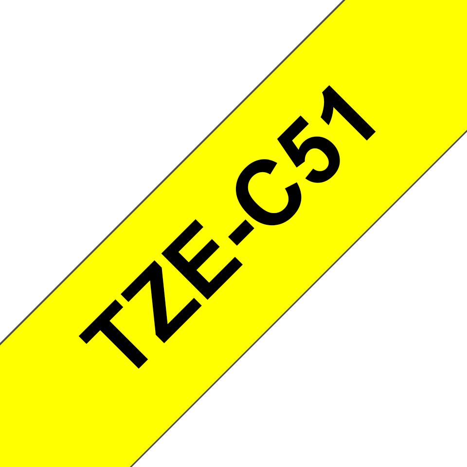 Brother TZe-C51 / TZEC51 fluorescent laminated tape, black on fluorescent yellow, 24 mm x 5 m
