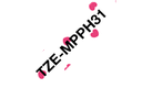 Brother Schriftband gemustert TZe-MPPH31 / TZEMPPH31, schwarz auf Herzchenmuster rosa, 12 mm x 4 m