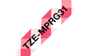 Ruban à motifs Brother TZe-MPRG31 / TZEMPRG31, noir sur motif vichy rouge, 12 mm x 4 m