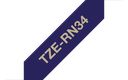 Brother TZe-RN34 / TZERN34 satin ribbon, gold on navy blue, 12 mm x 4 m