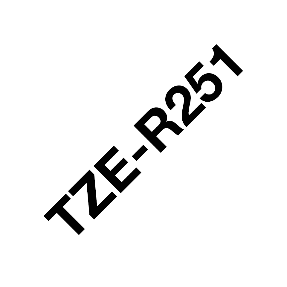 Brother TZe-R251 / TZER251 satin ribbon, black on white, 24 mm x 4 m