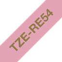 Ruban satin Brother TZe-RE54 / TZERE54, doré sur rose, 24 mm x 4 m
