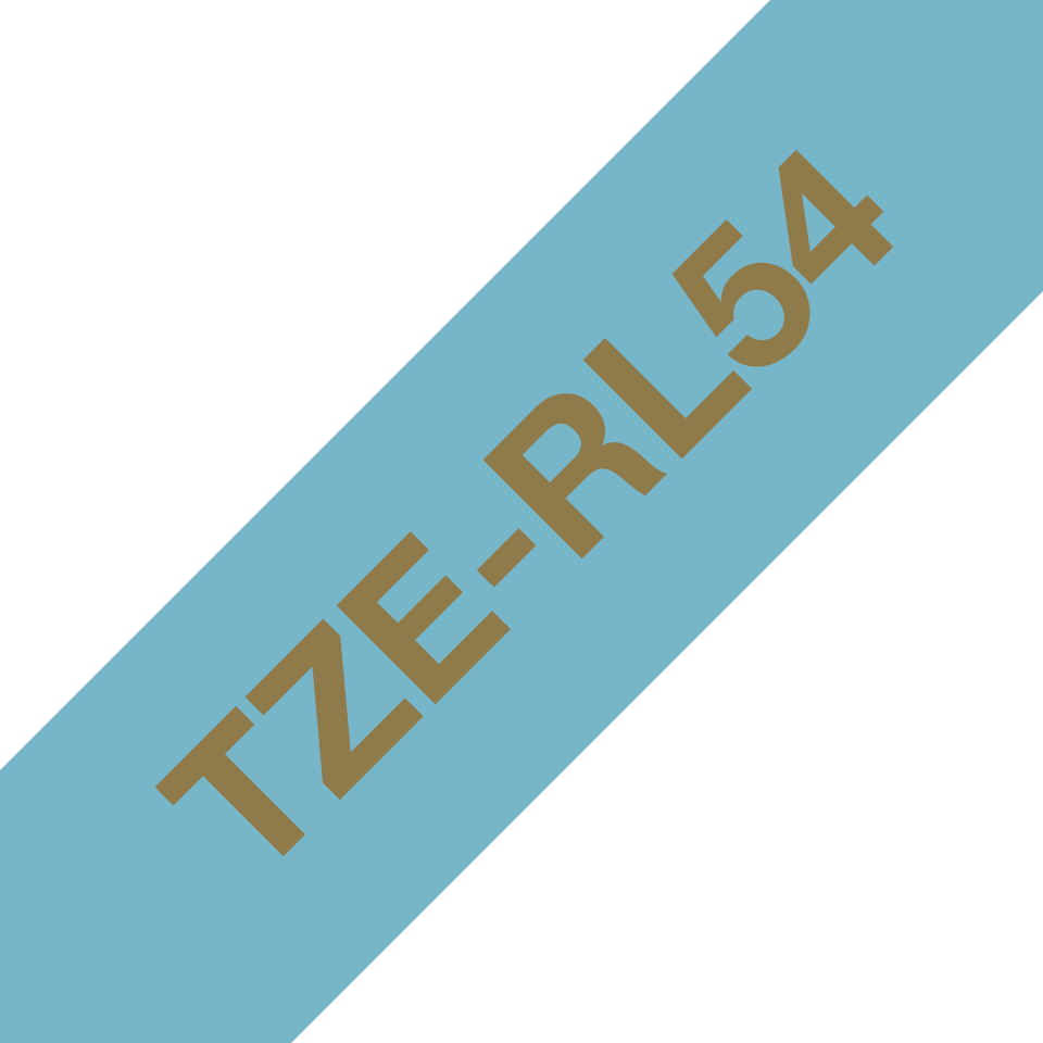 Brother TZe-RL54 / TZERL54 satin ribbon, gold on light blue, 24 mm x 4 m