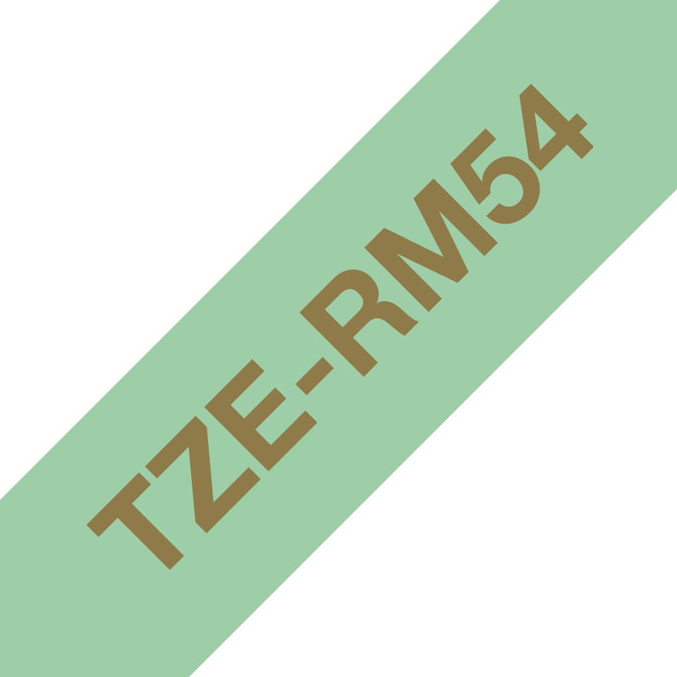 Brother TZe-RM54 / TZERM54 satin ribbon, gold on mint green, 24 mm x 4 m
