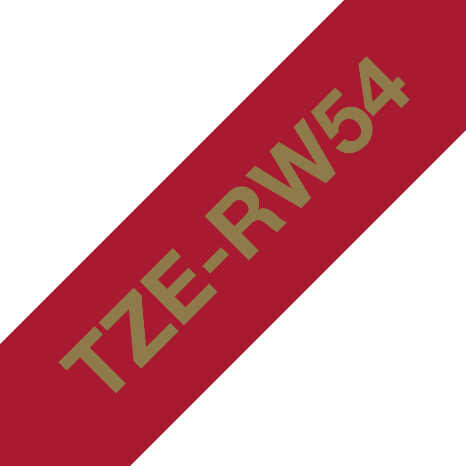 Brother TZe-RW54 / TZERW54 satin ribbon, gold on wine red, 24 mm x 4 m