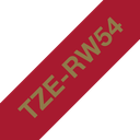 Brother TZe-RW54 / TZERW54 satin ribbon, gold on wine red, 24 mm x 4 m