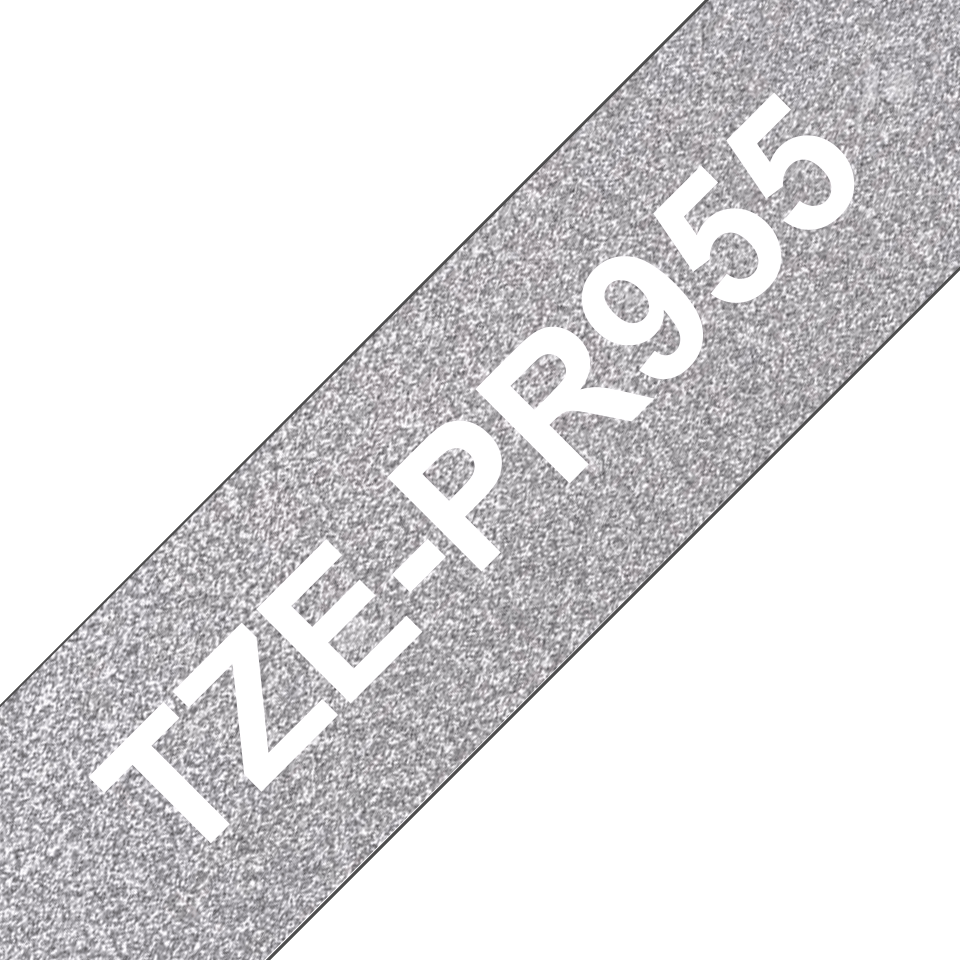 Brother TZe-PR955 / TZEPR955 premium laminated tape, white on silver, 24 mm x 8 m