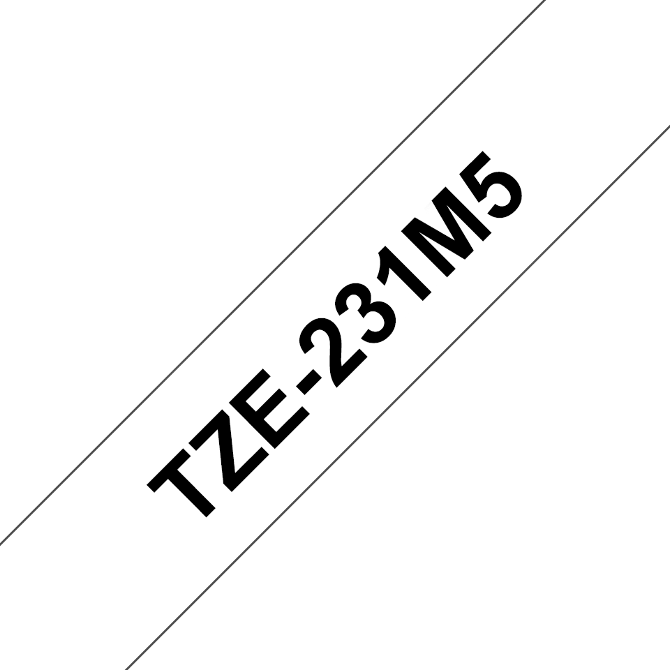 Ruban laminé Brother TZe-231M5 / TZE231M5, noir sur blanc, 12 mm x 8 m (5 cassettes)
