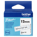 Brother BTAG-131 / BTAG131 non-laminated tape, black on clear, 12 mm