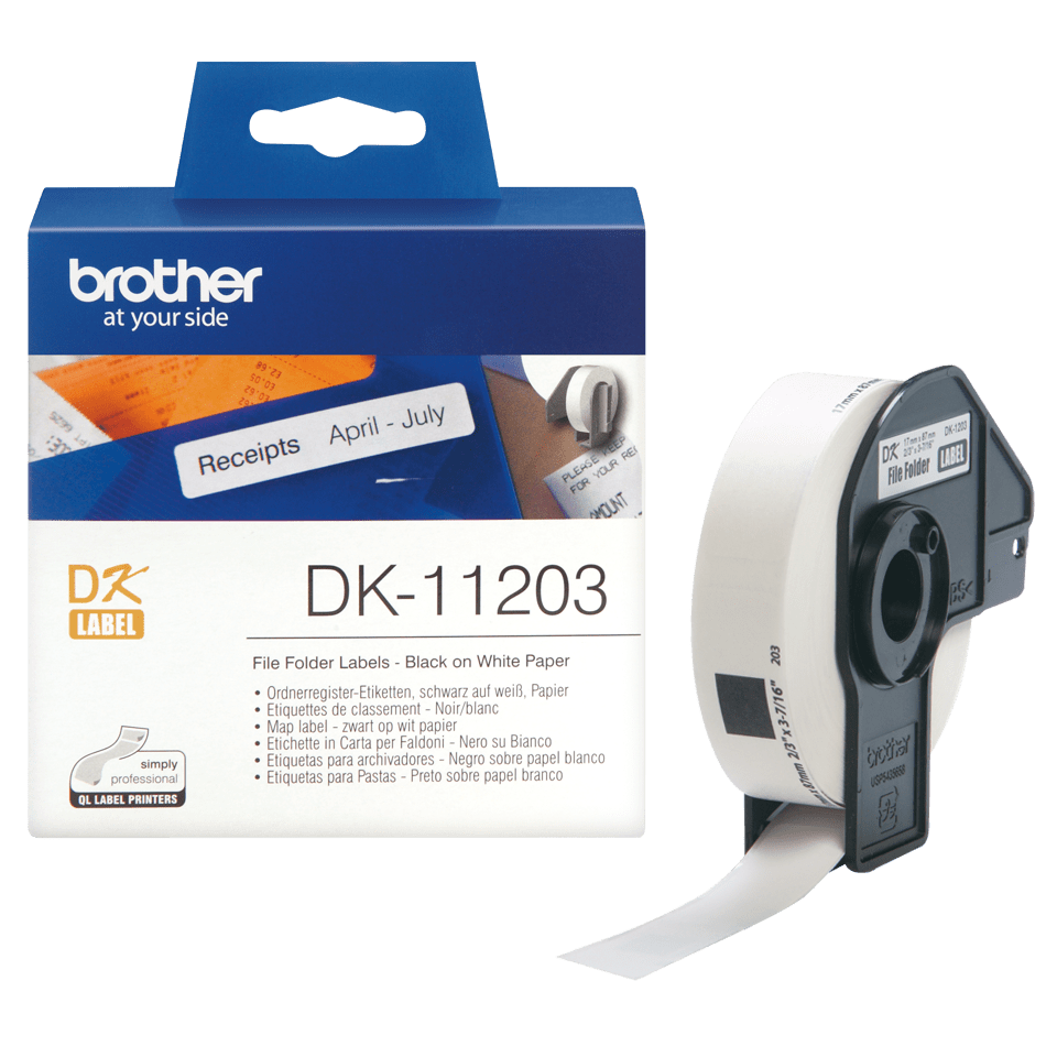 Brother Einzeletiketten DK-11203 / DK11203, schwarz auf weiß, 17 x 87 mm, 300 Etiketten
