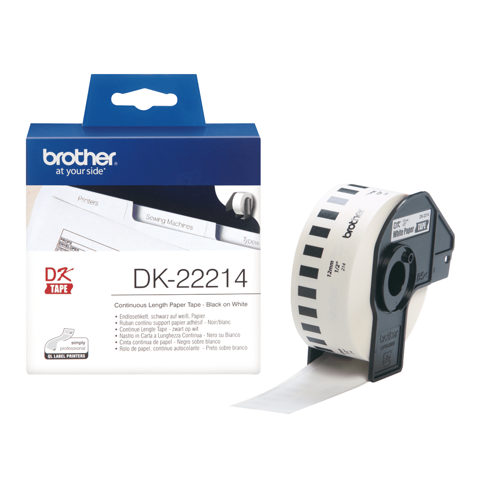 [DK22214] Rouleau continu papier Brother DK-22214 / DK22214, noir sur blanc, 12 mm x 30,48 m