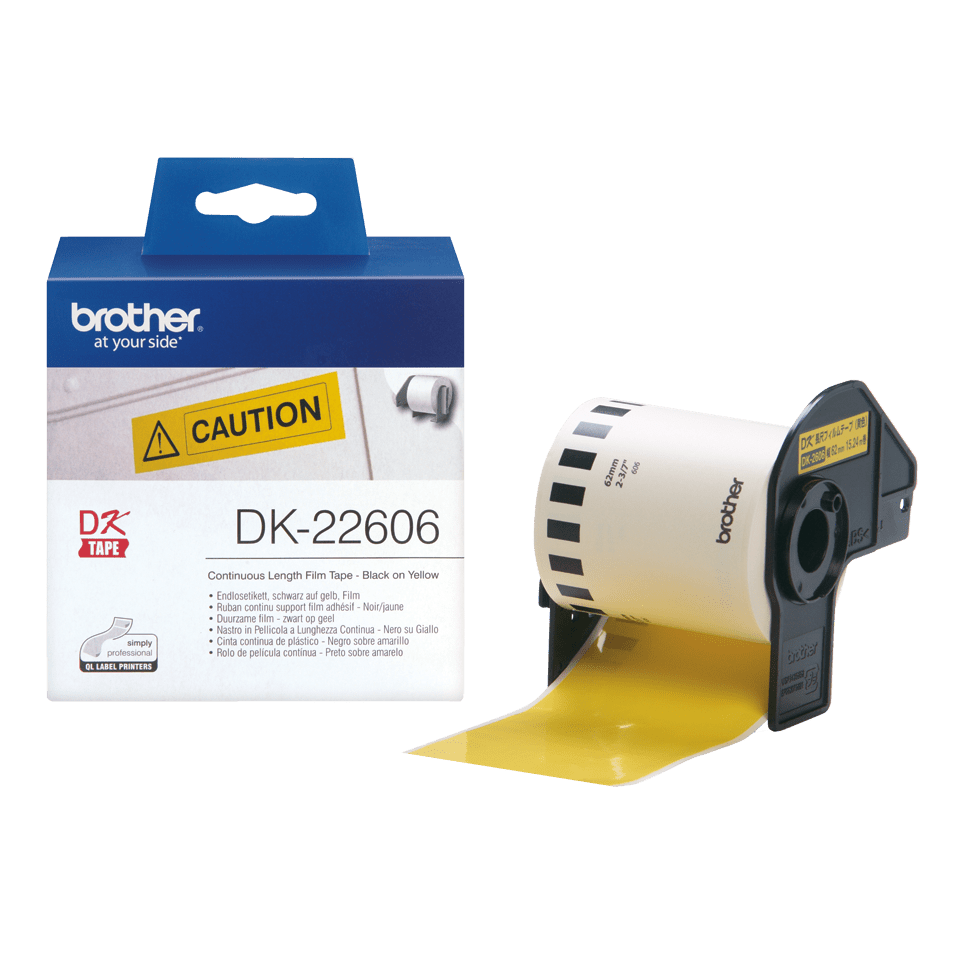 [DK22606] Rouleau continu film Brother DK-22606 / DK22606, noir sur jaune, 62 mm x 15,24 m